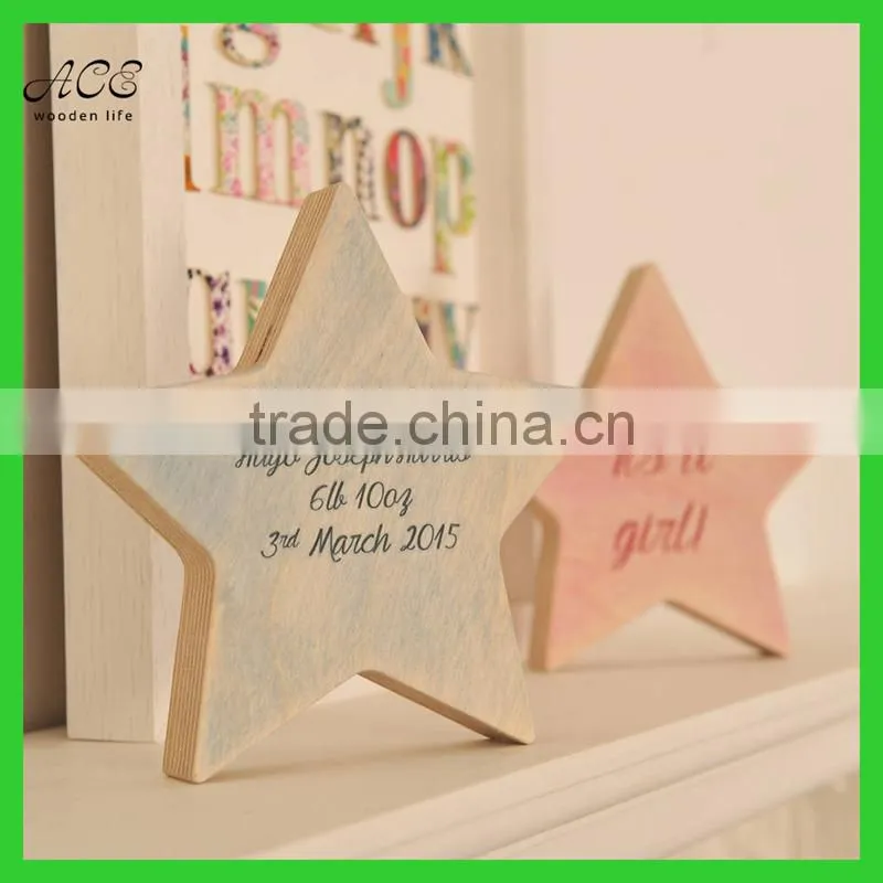 Wooden ornament Engraved wooden star Decorative wood stars