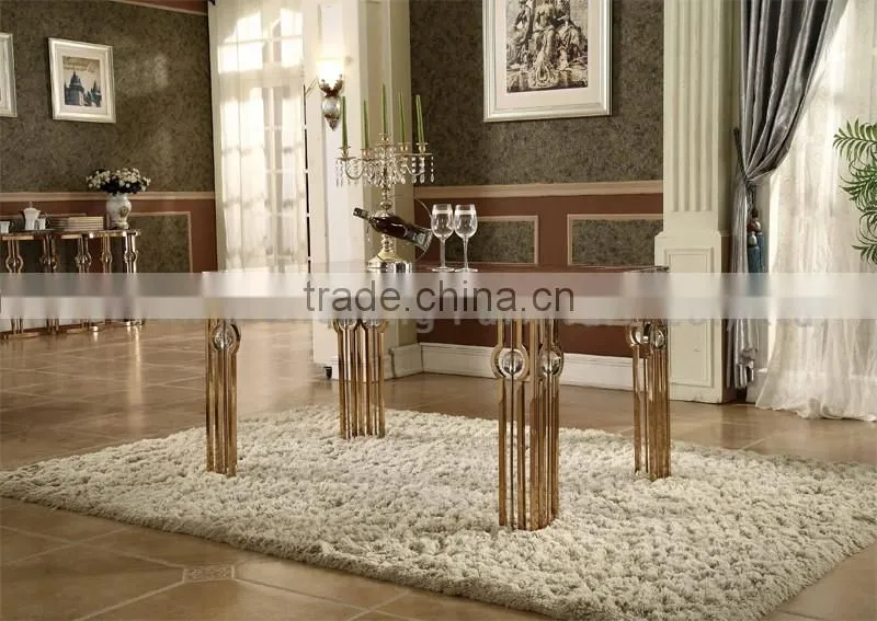 Rose gold and marble dining table set stainless steel furniture
