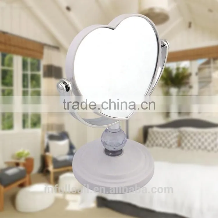 double heart -shaped magnifying cosmetic mirror