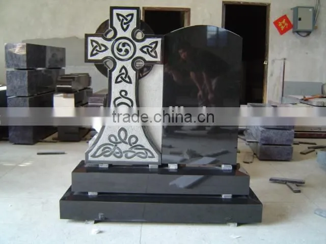 Hand carved leaf natural stone tombstone