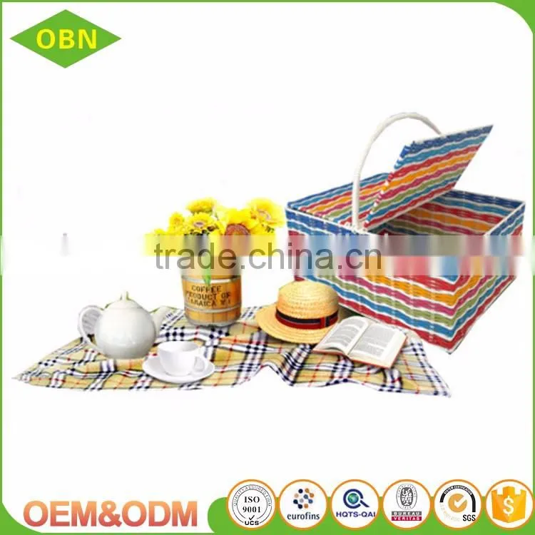 Factory direct provide hand woven food storage plastic picnic hamper baskets