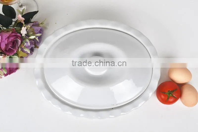 11.5" Oval porcelain baking sheet with lid