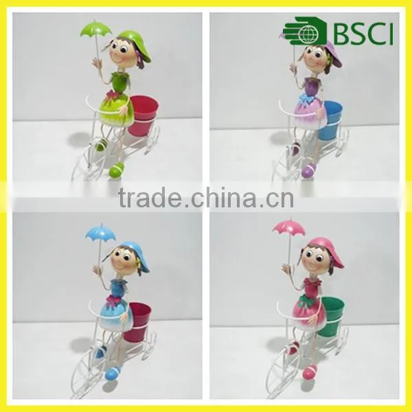 YS14345RV1.RV2.RV3.RV4 alibaba express china popular garden girl with umbrella iron bicycle home decor