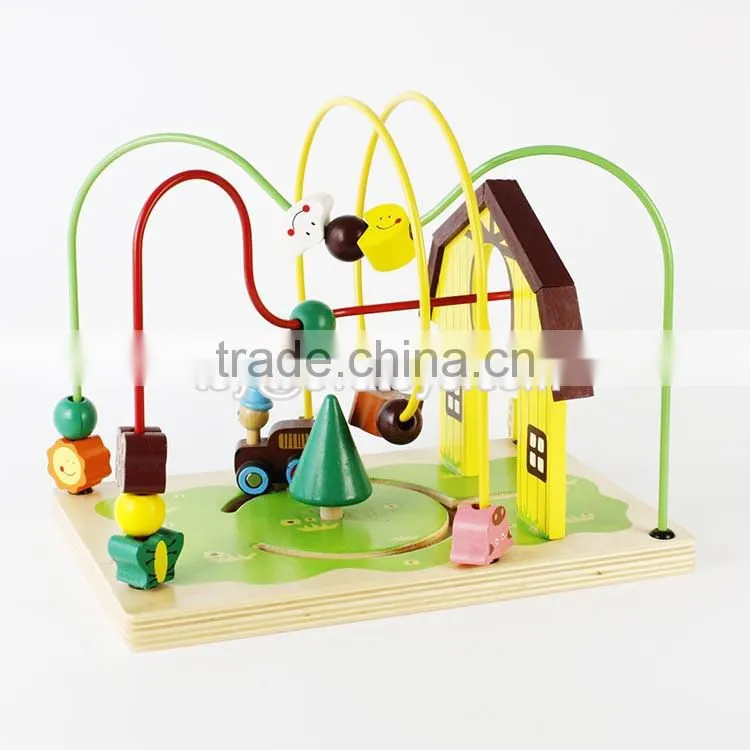 new design bead maze wooden kids roller coaster toy for education W11B141-S