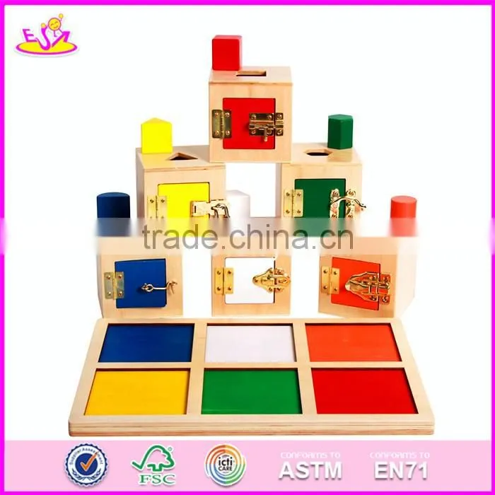 2017 New design children educational blocks box wooden best montessori toys W12F002