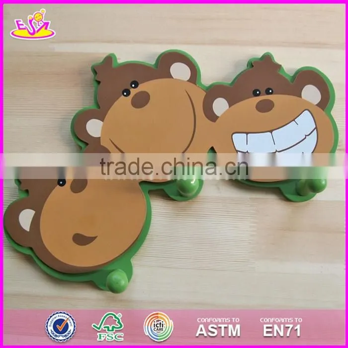2017 New design children cartoon wooden coat hooks wall mounted W09B073