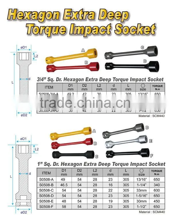 Hexagon Extra Deep Torque Impact Socket