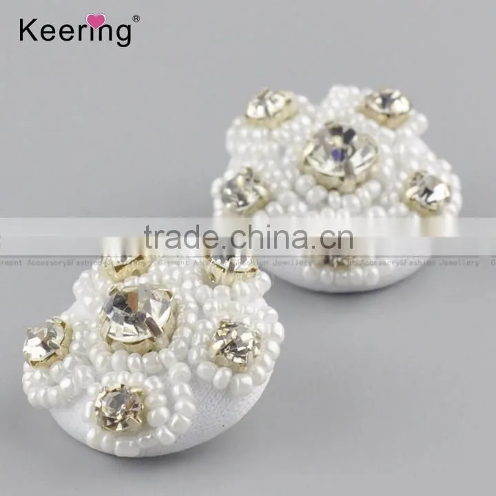 wholesale fashionable white round rhinestone buttons for clothing WBKA-295