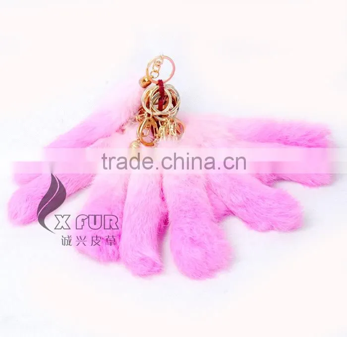 CX-R-39C Wholesale Dip Dyed Genuine Rabbit Fur Keychain