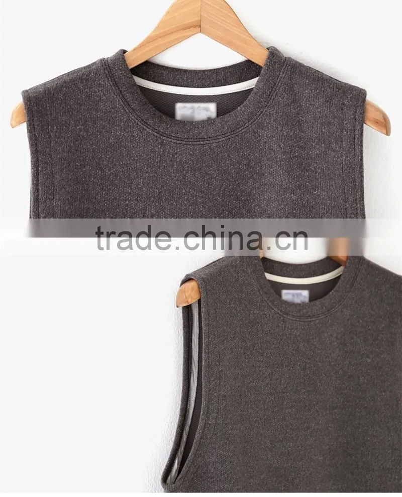 2016 men's french terry vest autumn winter tank top for gentlemen thick vest for wiinter