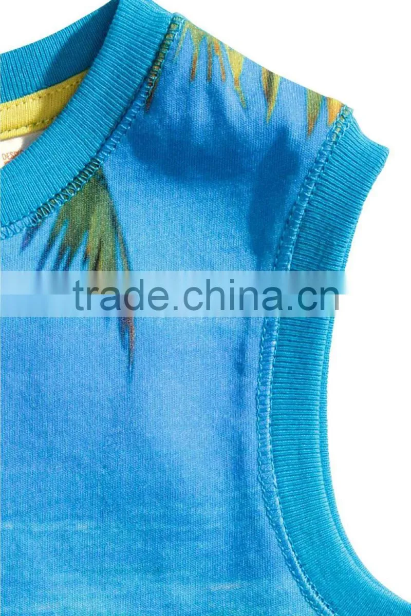 boys fashionable printing tank tops sleeveless sweaters for teenager
