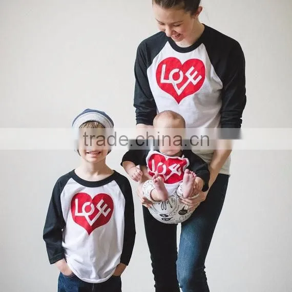 Wholesale 100% cotton baby clothes custom long sleeve printing t-shirt family matching clothing