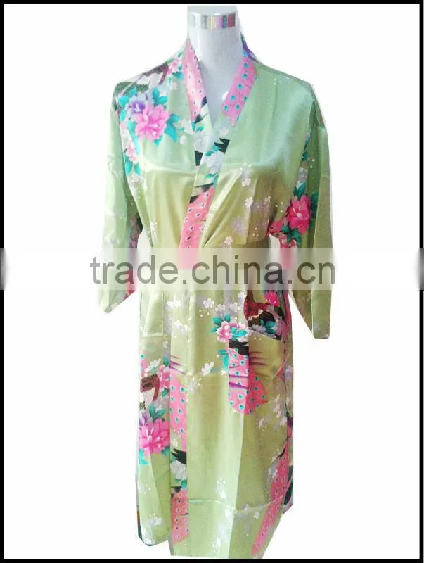 Green women sexy nightgown Bathrobe long silk nightgown SL098