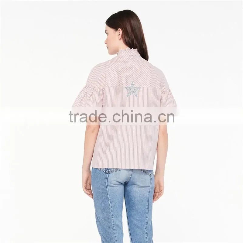 2017 OEM Loose-fitting Grandad-style Neckline Blouse Cloth Online