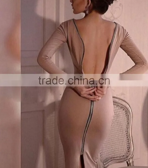 2017slim back Zipper sexy pencil tight long sleeve club dress for lady