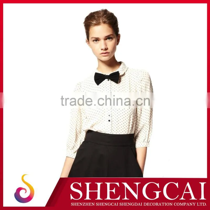 2016 New Best Selling Women Shirt With Bow Tie