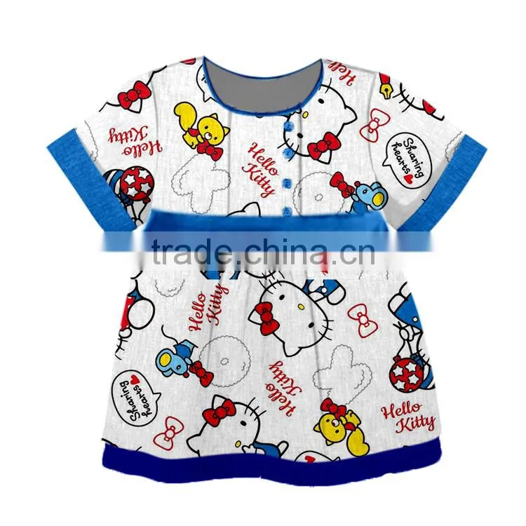 Yiwu wholesale beautiful color pattern specifically designed for the little girl cotton clothes