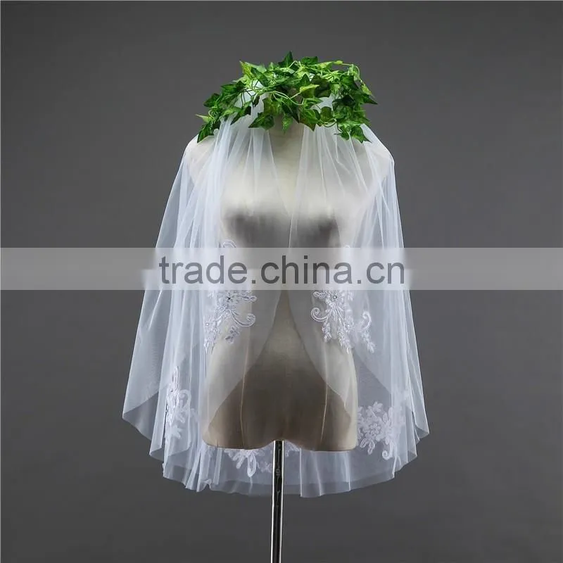 2017 wholesale bridal lace veils hot sale short elegant bridal wedding veils short Tulle Wedding Bridal Veils HL06