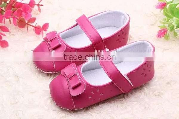 PU Leather Princess Bow Girls Kids Newborn Baby Flat First Walkers Shoes