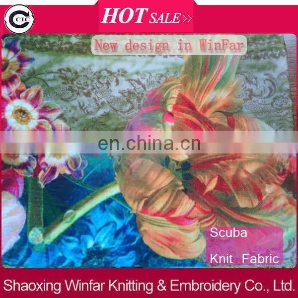 Shaoxing winfar fashion hot sale new design scuba digital fabric printing lycra