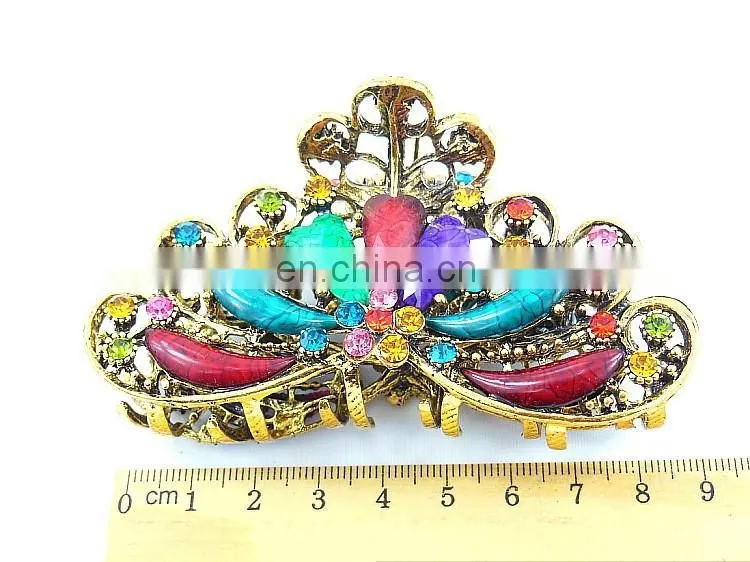 Fashion Large Alloy Peacock Rhinestone Jewel Hair Claw Clip