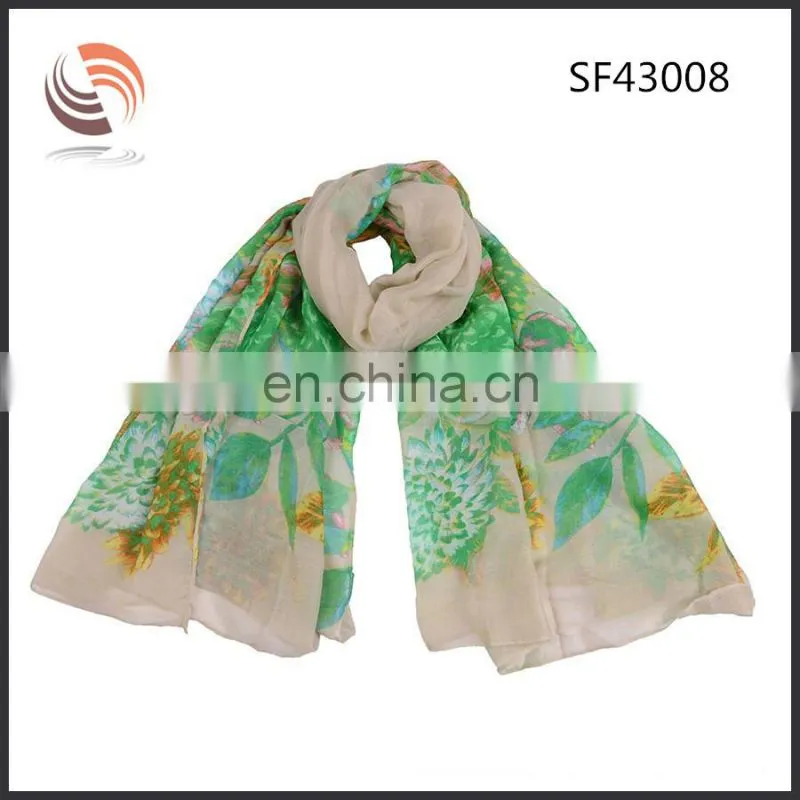latest fashion spring polyester scarf flora scarf wholesale