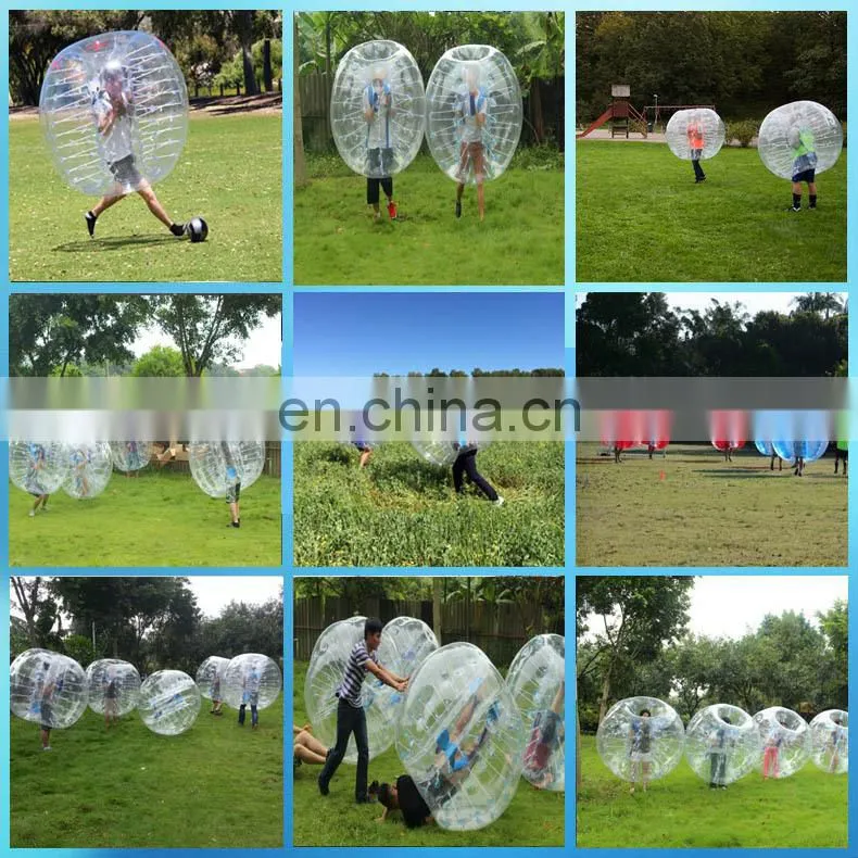 Half Clear and Half Red/Blue 0.8mm 100% TPU 1.5m Dia bubble soccer inflatable giant globe ball body bumper ball for adult