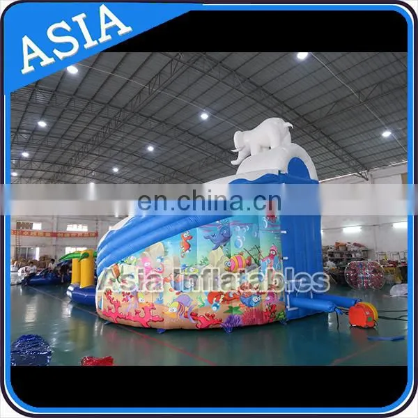 commercial giant inflatable elephant slide with pool, land amusement park