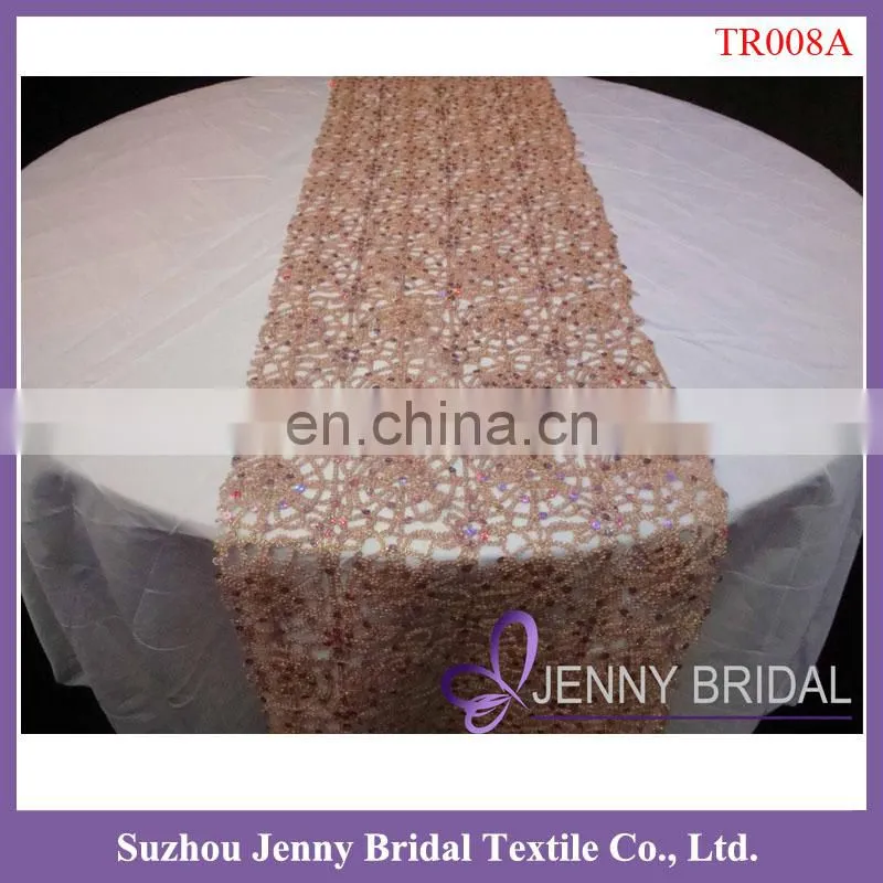 TR064#3 Hot sale gold Sequin handmade embroidered table runner