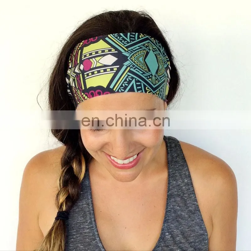 Girls fashion sports coverd elastic yoga Spandex fabric hair bands