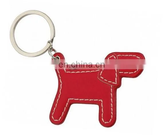 Dog shaped leather keychain 3d custom keyring