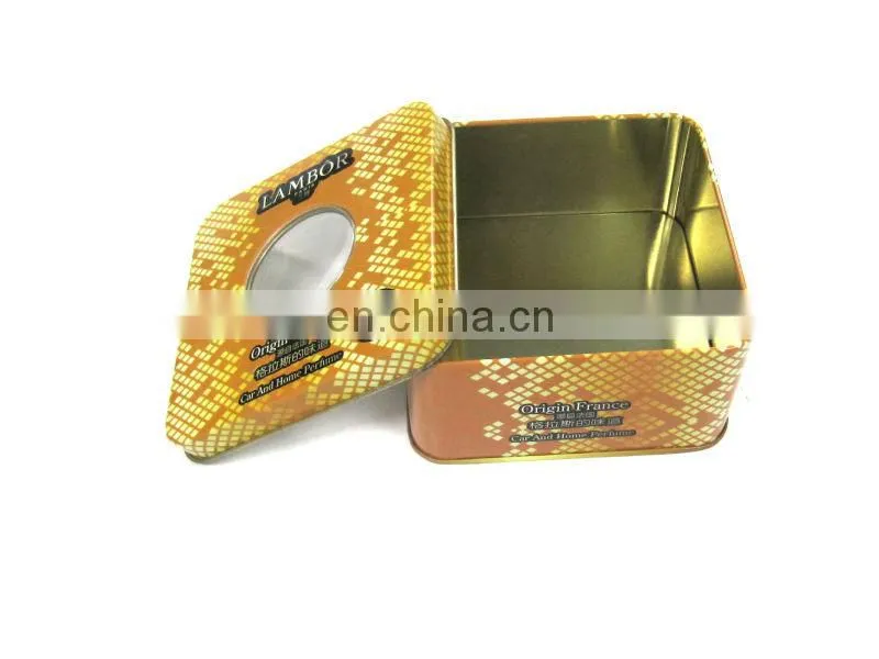 Popular perfume watch tin box with window