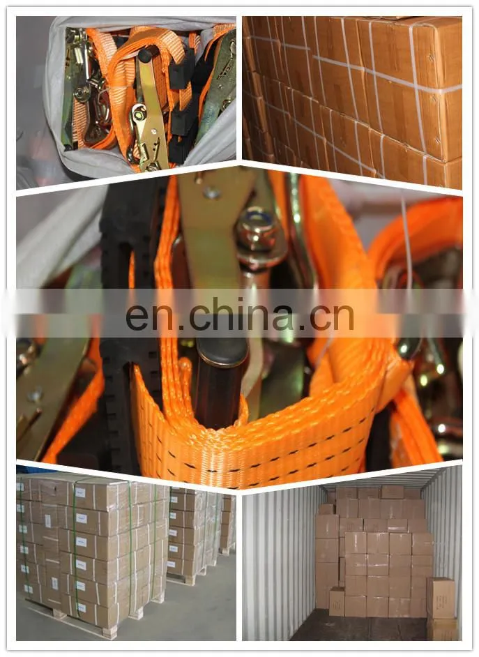 black webbing ratchet strap with s hook