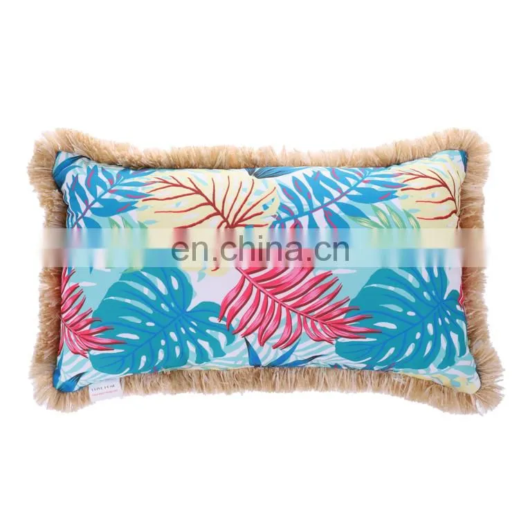 Hot Sell Tropical Outdoor Leaf Pillows Green Leaves Printing Outdoor Furniture Sofa Pillow Case