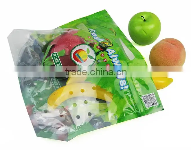 transparent LDPE China made plastic freezer bag for fruit package with holes
