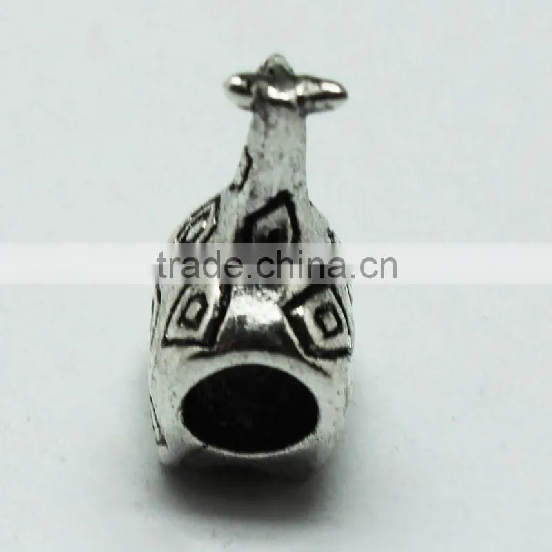 Lead Free Nickle Free Zinc Alloy Pdora Deerlet Shape Jewelry Hole Beads for Bracelets and Necklaces