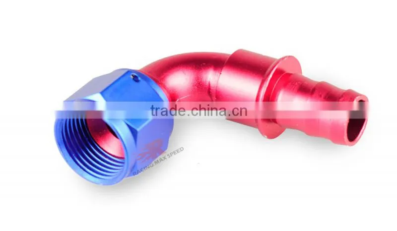 Aluminum oil cooler hose fitting 90 degree push on hose end push on 10-090-12