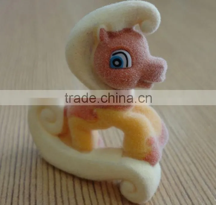 lovely collective plastic flocked animal horse toy for kids