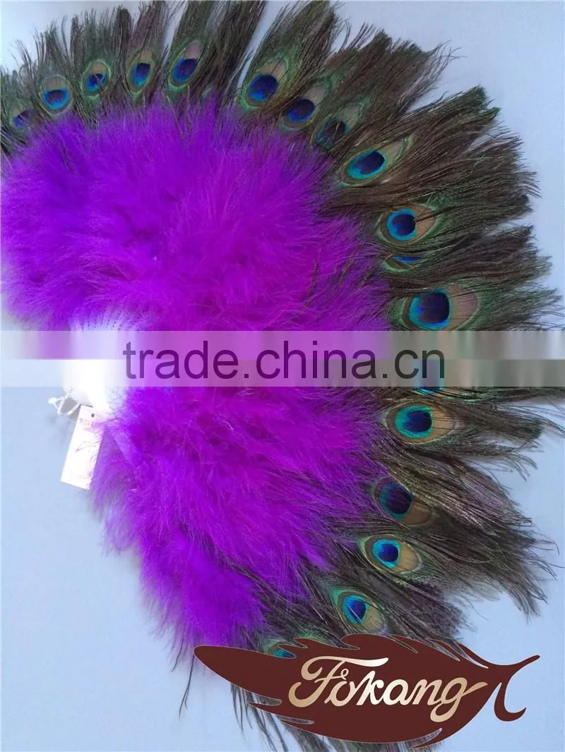 Party Supplies Type Decorative Fluffy Marabou Fan And Peacock Feather Fan For Party Decorations