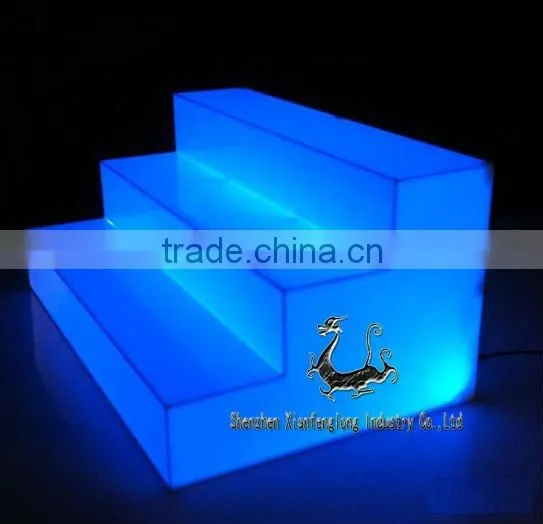 Glowing LED Bottle Display 3 Tier / perspex store display stand