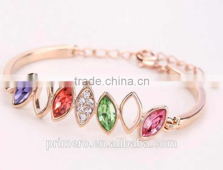 Rose Gold Rhinestone Crystal Opal Adjustable Bracelets & Bangles for Women