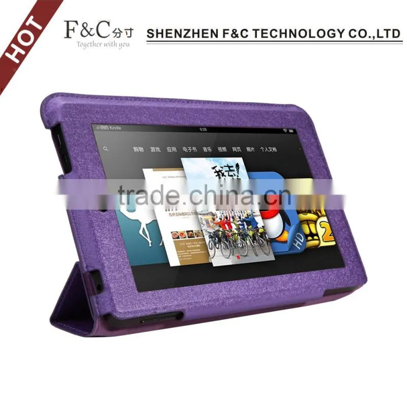 Ultra-thin PU three folding kids friendly case for Amazon Kindle Fire HD 7 cover