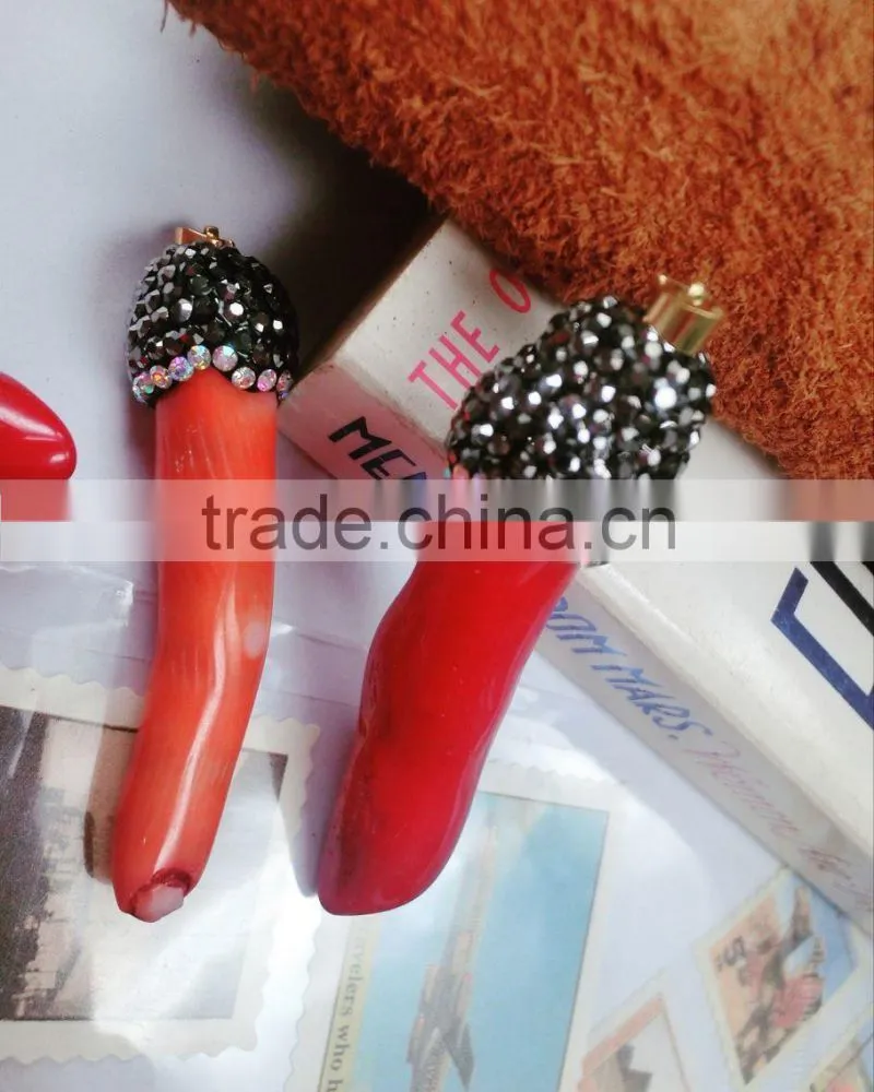 Wholesale gemstone stone hot pepper chili pendant