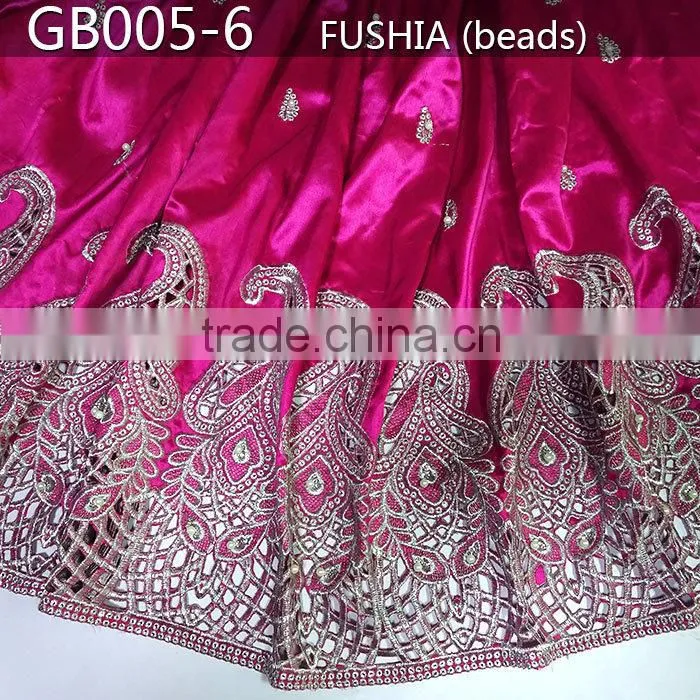 2015 GB005-6-FUSHIA with beads /new design women african george lace fabric