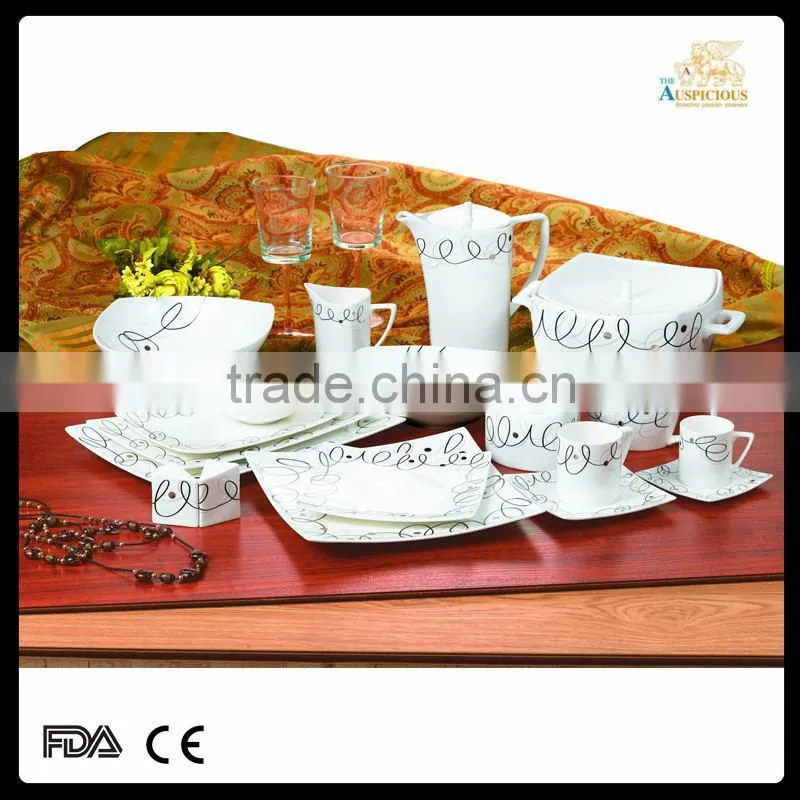 bone china square 75pcs dinnerware set mordern design