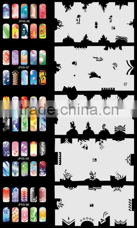 20 Sheets/Lot 240 Different Designs Airbrush Nail STENCIL Template Set No.3