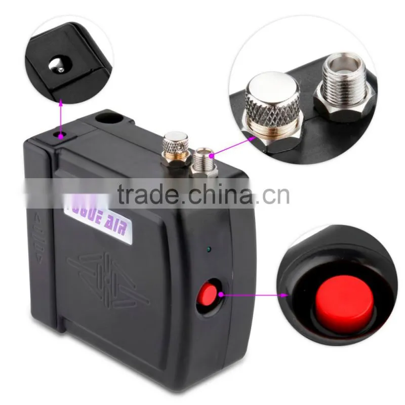 Black HS08 Portable Mini Airbrush Compressor Kit with UK Adapter Body Paint Professional Airbrush Nail Art Paint Cake AS-37