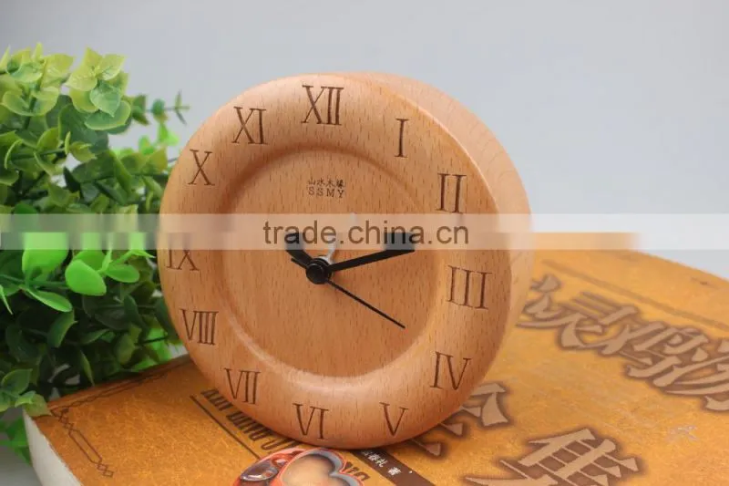 Hot sale Shanshui new design 100% wooden carving desktop clock, DRZ008