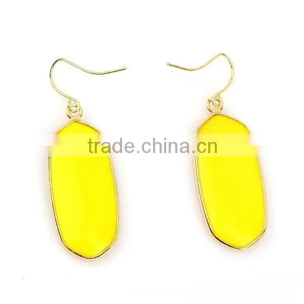 Semi-precious gem agate stone drop earring