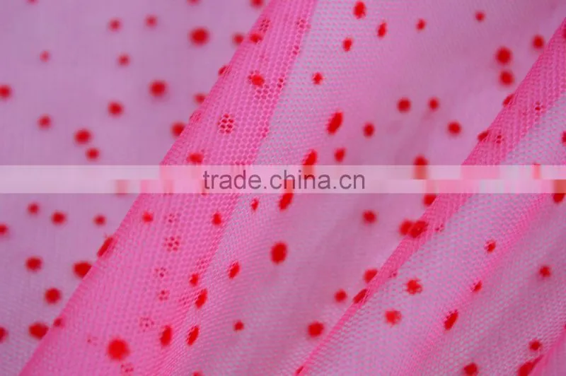 2014 China Fashion Flocking Tulle Fabric for Dress and Clothing